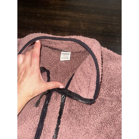 PINK Jacket Womens Medium Sherpa Fleece Pullover Sweater 1/4 Zip Victoria Secret - Picture 3 of 3